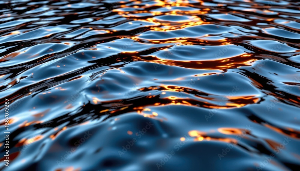 Poster water ripples generate a texture of rippling water, focusing on the patterns created as light intera