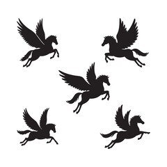 Fototapeta premium cute pegasus horse animals unicorn clipart cartoon icon set vector design illustrations