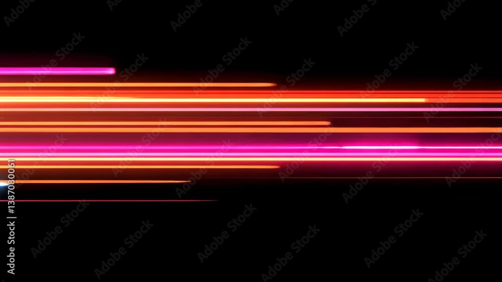 Poster abstract composition featuring vibrant neon lights, creating a dynamic and futuristic glowing effect