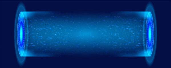 Magic hologram portal. Futuristic bright teleport. Fantasy light aura. Teleportation glowing effect. Vector illustration. © Igor
