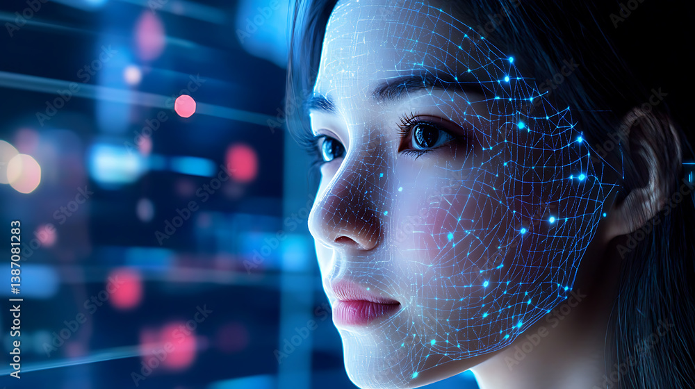 Poster an ai powered system improving facial recognition technology by analyzing facial features, emotions,