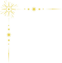 Obraz premium Celestial magic border. Mystic ornament with sun and stars. Astrology corner element and elegant divider with spiritual symbols. Vintage decoration with esoteric signs.