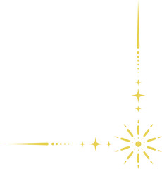 Celestial magic border. Mystic ornament with sun and stars. Astrology corner element and elegant divider with spiritual symbols. Vintage decoration with esoteric signs.