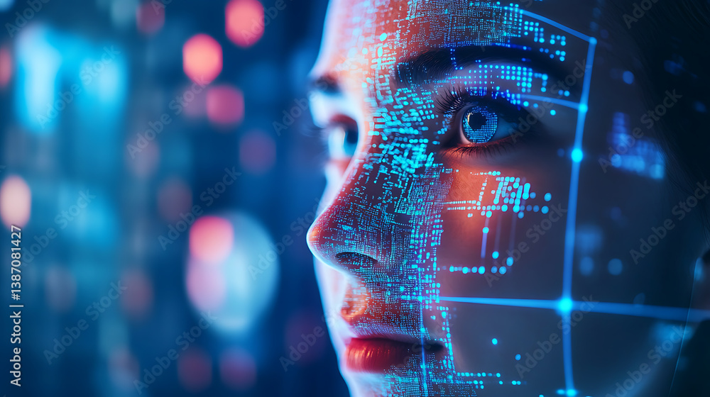 Poster an ai powered system improving facial recognition technology by analyzing facial features, emotions,