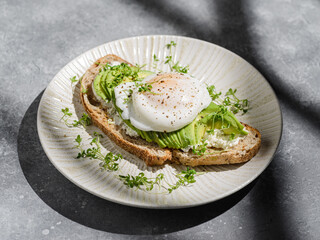 Bruschetta with avocado and poached egg
