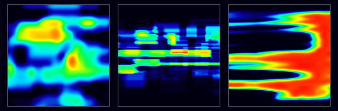 Heat map. Abstract infrared thermographic background. Temperature distribution and data analysis. Thermal imaging concept. Vector illustration.
