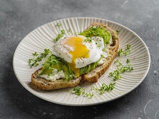 Bruschetta with avocado and poached egg