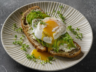 Bruschetta with avocado and poached egg