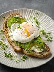 Bruschetta with avocado and poached egg