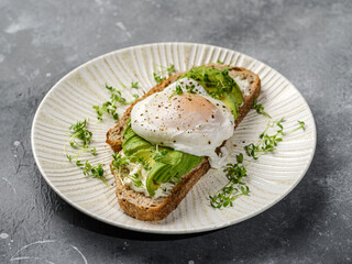 Bruschetta with avocado and poached egg