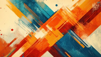 Abstract Colorful Composition with Bold Lines and Brush Strokes