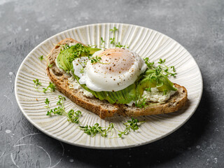 Bruschetta with avocado and poached egg