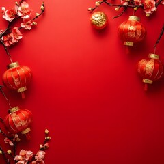 Elegant and luxurious Chinese New Year background with rich red and gold colors, ideal for creating festive greetings, invitations, and seasonal designs with ample space for custom messages.

