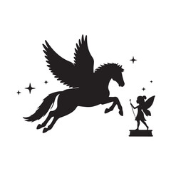 cute pegasus horse animals unicorn clipart cartoon icon set vector design illustrations