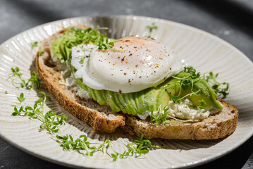 Bruschetta with avocado and poached egg