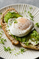 Bruschetta with avocado and poached egg
