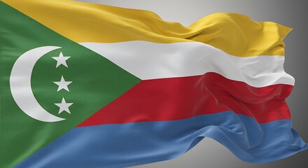 Obraz premium Comoros Flag Undulating In The Wind AI Generated