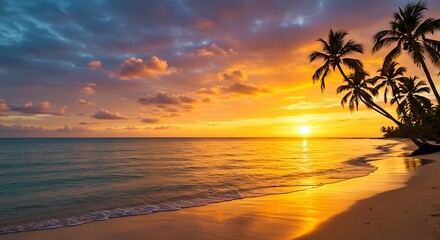 Golden Hour Paradise: Tropical Sunset Serenity AI Generated