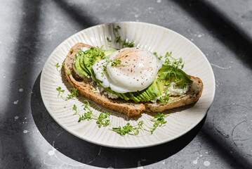 Bruschetta with avocado and poached egg
