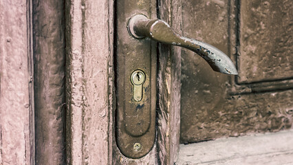 old vintage wooden door close up
