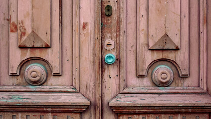 Fototapeta premium old vintage wooden door close up