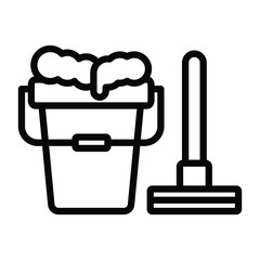 Floor cleaning line icon , vector, pixel perfect, illustrator file 
