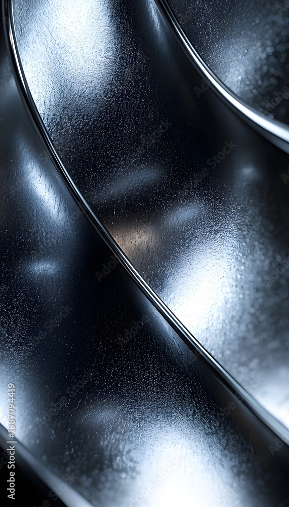 Aufkleber close-up of a shiny metallic surface with curved lines