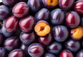 fresh plum fruit isolated on white background