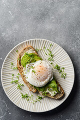 Bruschetta with avocado and poached egg