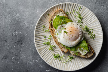 Bruschetta with avocado and poached egg