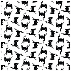 A repeating pattern of black abstract cranes in various poses on a white background, creating a dynamic and artistic design.