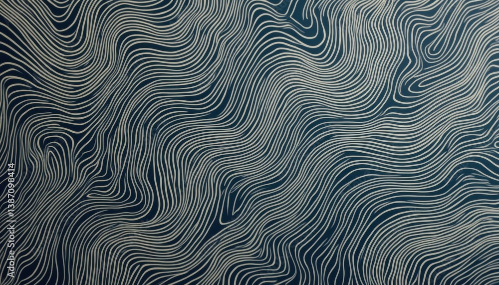 Leinwandbilder abstract dark blue background with light contour lines creating a fluid flowing organic wave pattern