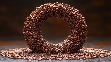 Obraz premium Coffee Bean Circle on Dark Surface