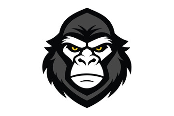 gorilla hed logo vector art illustration