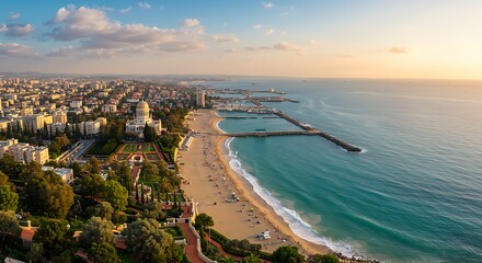 Golden Hour Coastal Panorama AI Generated
