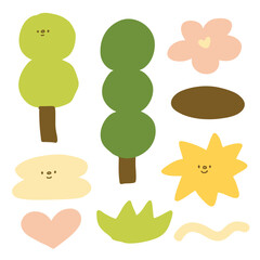 cute tree abstract shape doodle spring vector graphic