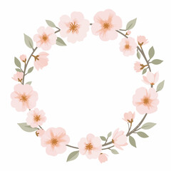 Fototapeta premium Floral wreath design with soft pink flowers 