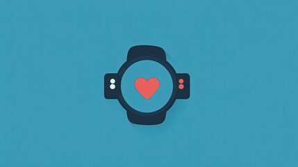 Fototapeta premium Smartwatch with Heart Rate Monitor on Bright Blue Background