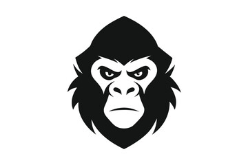 gorilla hed logo vector art illustration