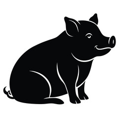 Obraz premium Pig vector silhouette Single collection 