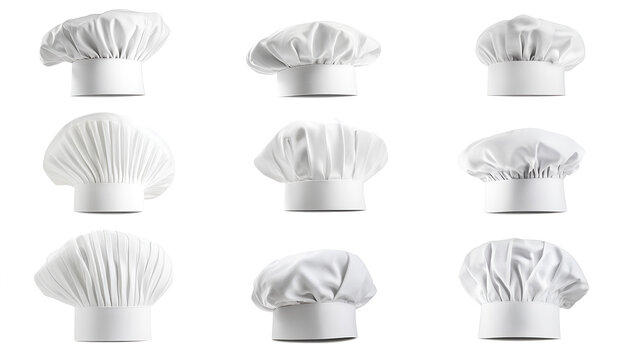 collage chef hats isolated on white background
