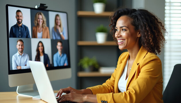 Businesswoman in a virtual meeting