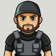 cartoon soldier in military uniform