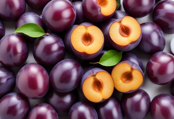 fresh plum fruit isolated on white background