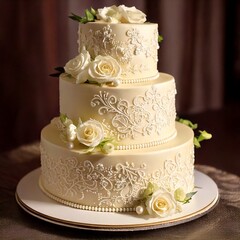 White Wedding Cake - Elegance In Bloom