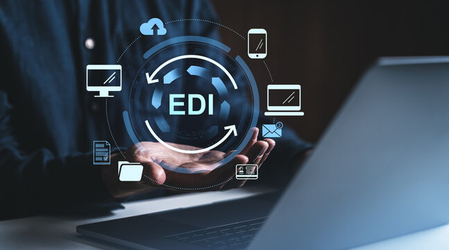 Electronic data interchange (EDI) technology concept.