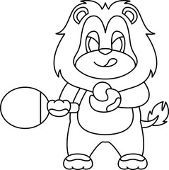 Lion Table tennis Table tennis racket Animal Vector Graphic Art Illustration