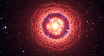 Fototapeta premium Cosmic Inferno: A 3D Render of Stellar Collapse AI Generated