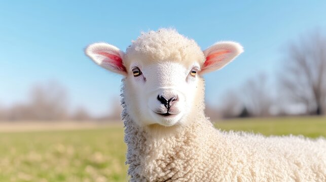 Adorable lamb in a field