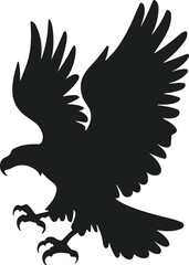 Eagle Silhouette Vector Illustration – Fierce Predator Bird in Flight Pose